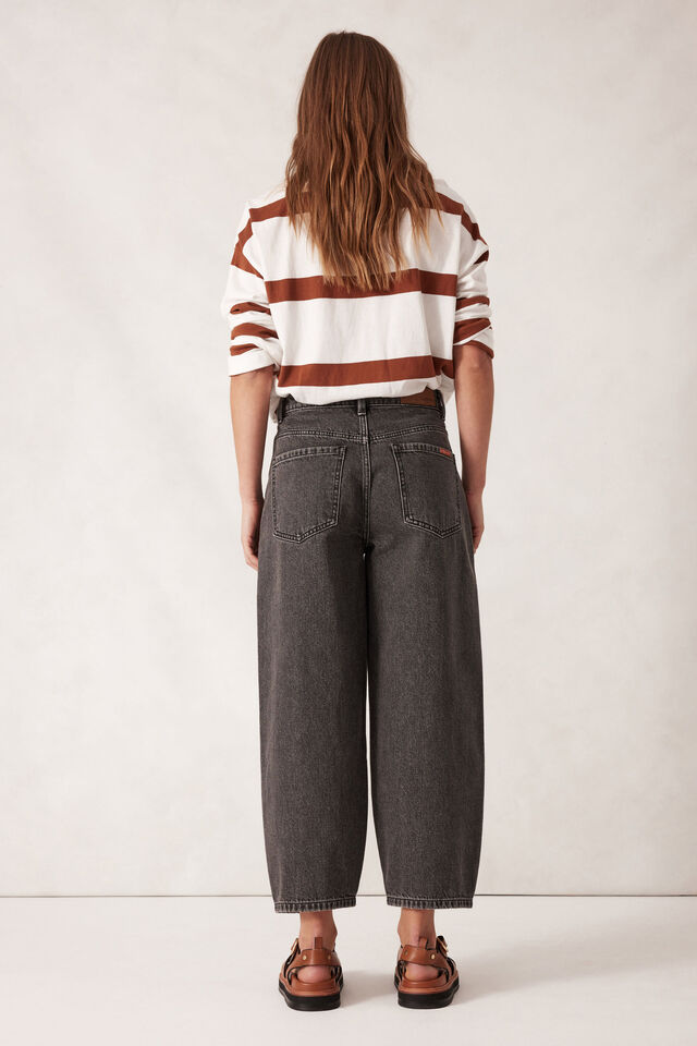 Tapered Barrel Jean, FADED BLACK