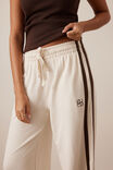 Gigi Wide Leg Terry Trackpant, BUFF CHOCOLATE SIDE STRIPE - alternate image 3
