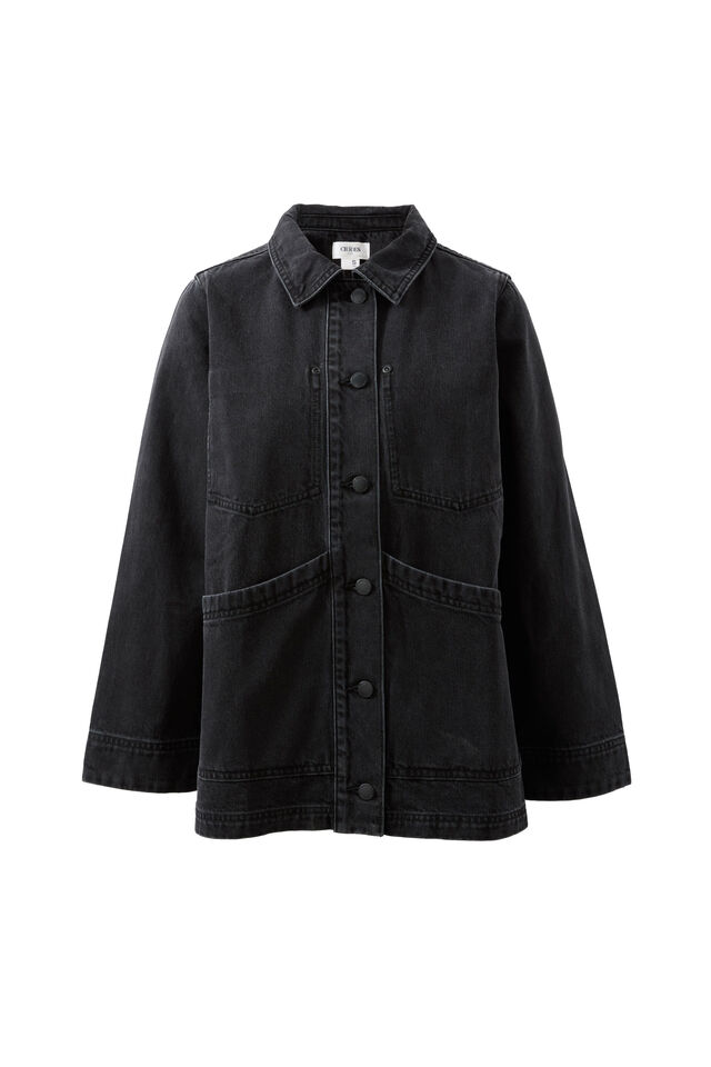 Ava Chore Shacket, WASHED BLACK