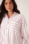 Peta Oversized Shirt, HERITAGE RED FINE TWIN STRIPE - alternate image 6