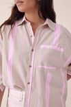 Oversized Poplin Shirt, STRING PINK STRIPE ORGANIC COTTON - alternate image 6