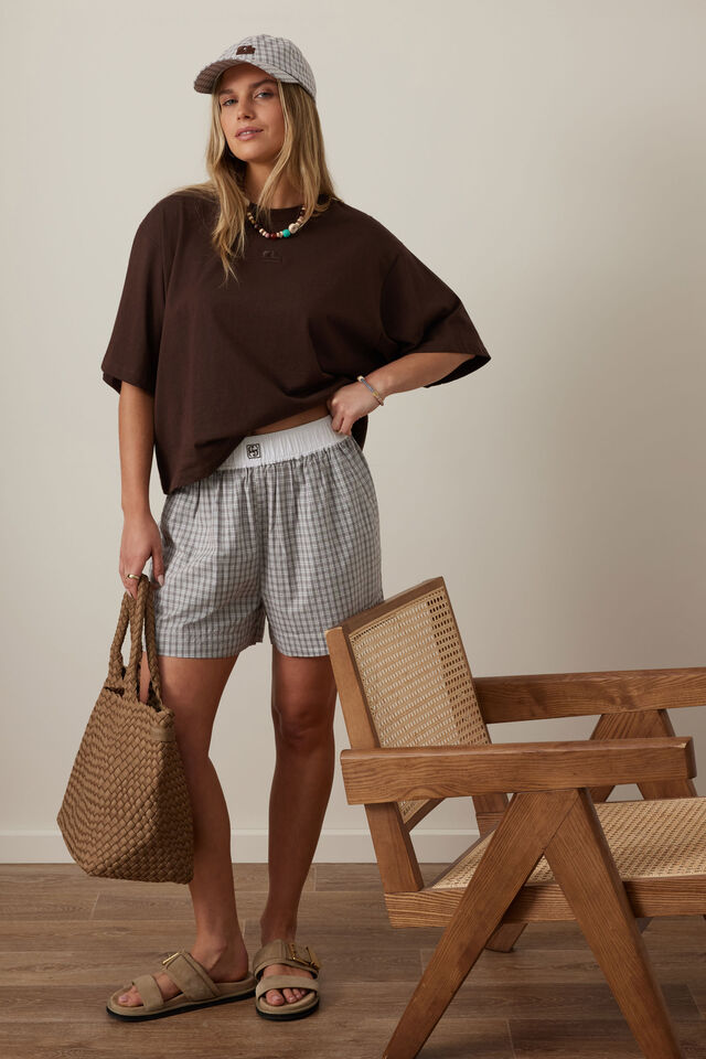 Mila Short, WINE CHOC BLUE CHECK