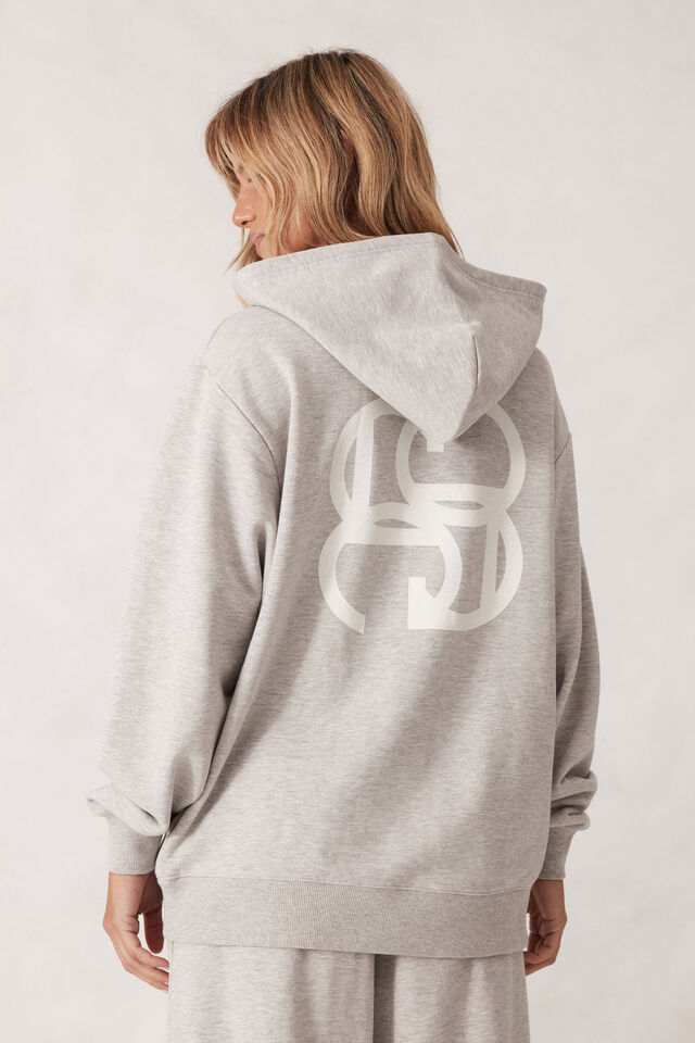 Oversized Slouchy Hoodie, GREY MARLE LOGO