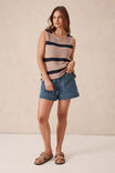 Mesh Knit Tank, STRING/NEW NAVY STRIPE - alternate image 5