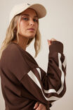 Sasha Sporty Slouchy Crew, CHOCOLATE SIDE STRIPE - alternate image 5