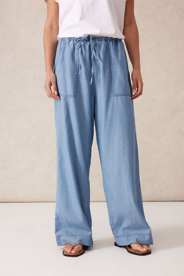 Relaxed Beach Pant, VINTAGE BLUE PINSTRIPE