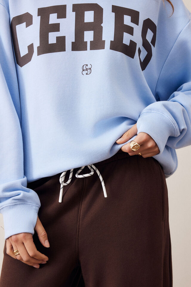 Mena Sporty Crew, CHINA BLUE/BRUNETTE VARSITY