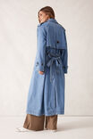 Longline Trench Coat, VINTAGE BLUE - alternate image 3