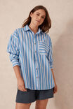 Peta Oversized Shirt, BLUE WHITE RED STRIPE ORGANIC COTTON - alternate image 5