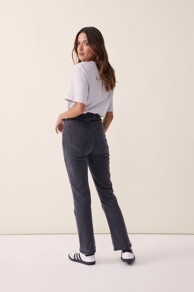 Cropped Kick Flare Jean In Organic Cotton, WASHED BLACK