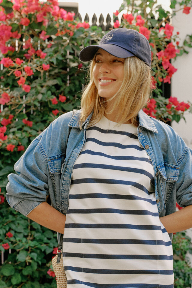 Mini Terry Dress, WHITE NEW NAVY STRIPE