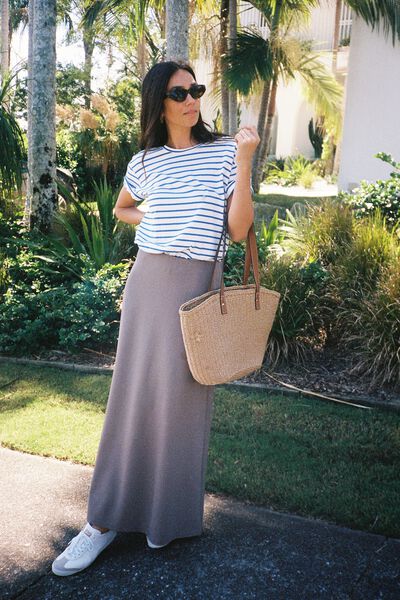 Soft Maxi Skirt, TAUPE