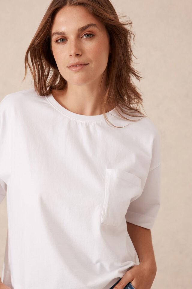 Boxy Pocket Tee, WHITE