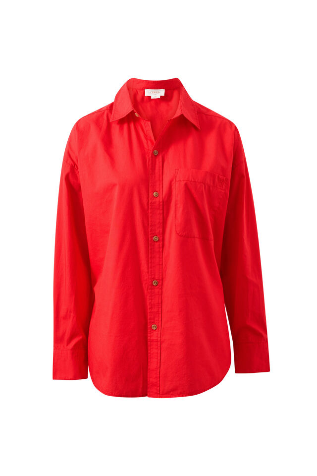 Peta Oversized Shirt, HERITAGE RED