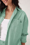 Peta Oversized Shirt, KELLY GREEN WHITE STRIPE - alternate image 4
