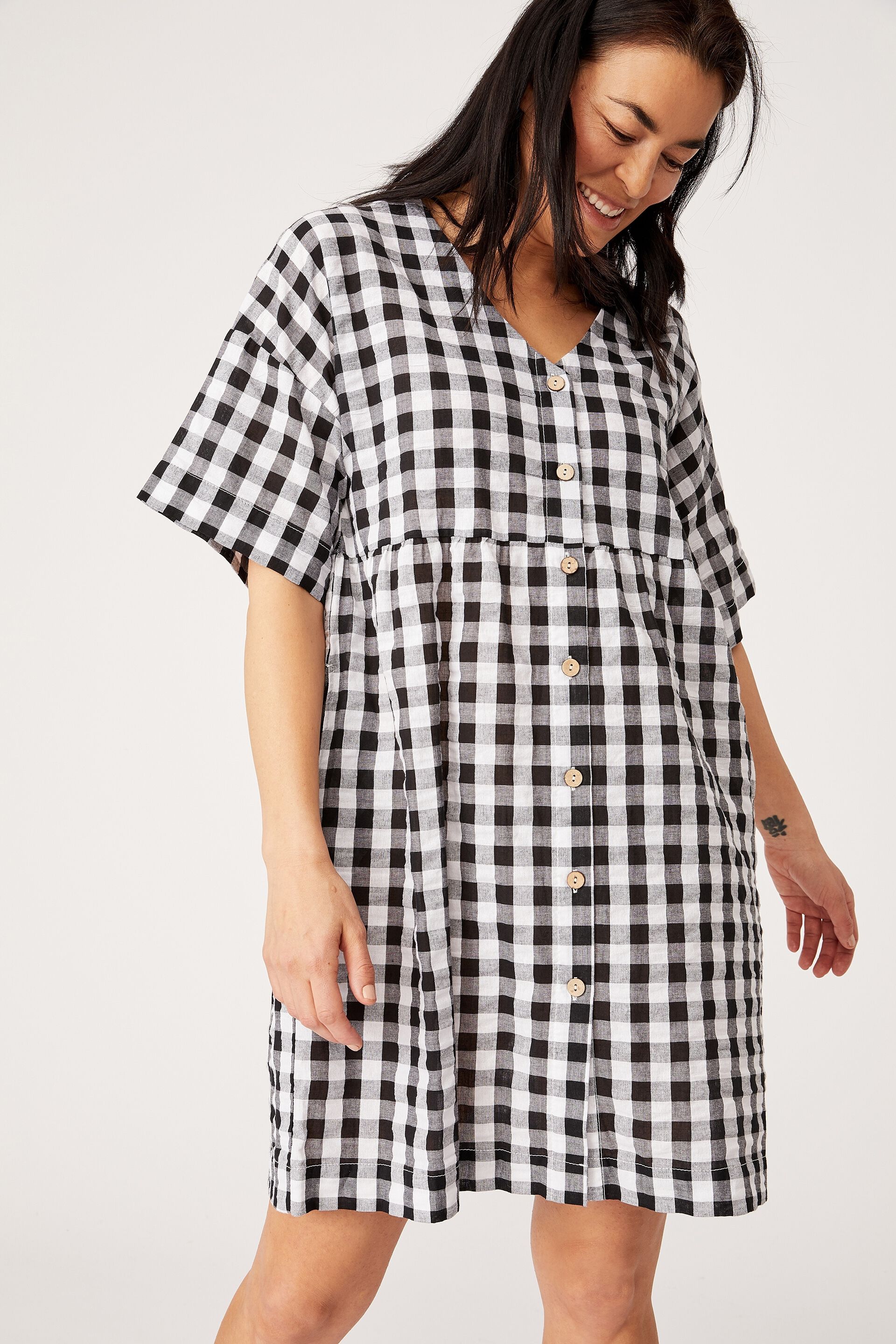 gingham babydoll dress