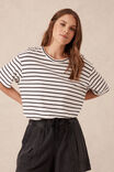 Slouchy Split Hem Tee, VANILLA /PHANTOM FINE STRIPE - alternate image 6