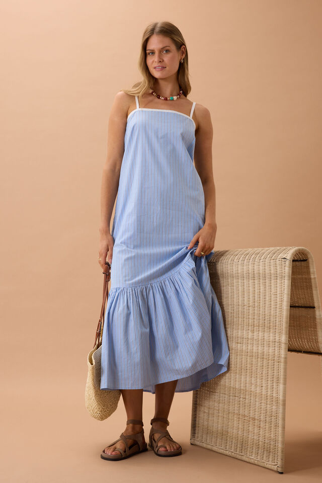 Sunday Maxi Dress, POWDER BLUE TRIPLE STRIPE