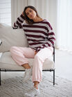 Slouchy Long Sleeve  Tee, RAISIN VANILLA STRIPE - alternate image 1