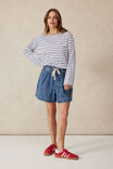 Slouchy Long Sleeve Boat Neck Tee, COLLEGE BLUE STRIPE - alternate image 7