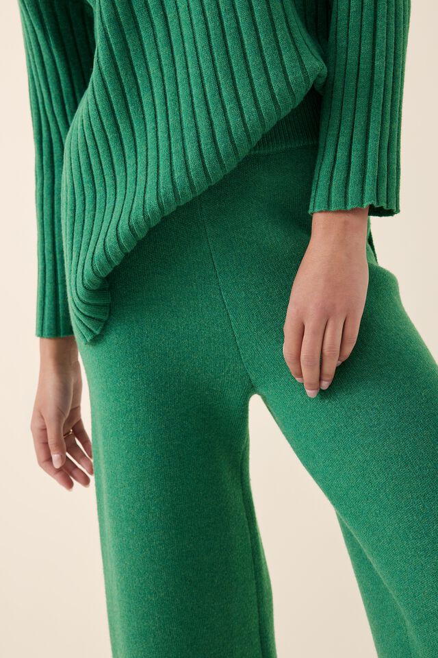 Soft Knit Wide Leg Pant In Recycled Blend, LAWN GREEN