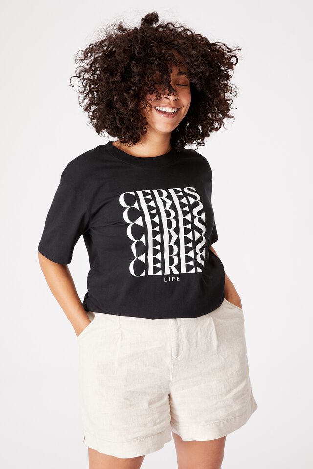 The Organic Daily Print Tee, BLACK CERES CERES CERES