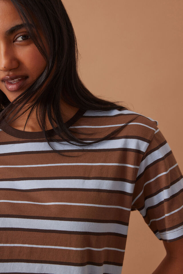 Stevie Slouchy Tee, CHALK/CHOC RETRO STRIPE