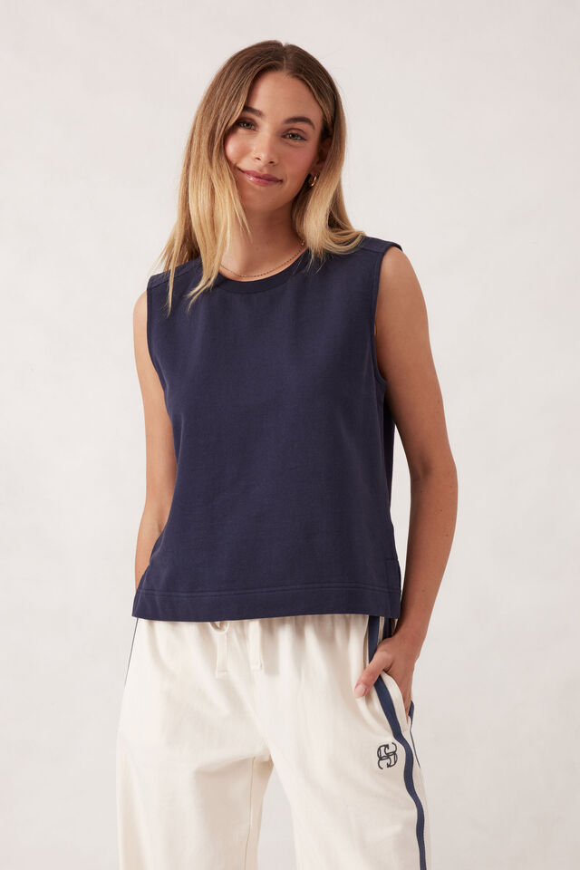 Sporty Terry Top, NEW NAVY