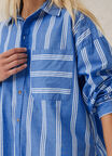 Oversized Poplin Shirt, CLASSIC BLUE TRIPLE STRIPE ORGANIC COTTON - alternate image 5
