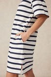 Cleo Mini Terry Dress, WHITE NEW NAVY STRIPE - alternate image 6