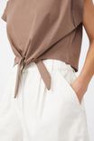 Tie Top In Organic Cotton, TAUPE - alternate image 5