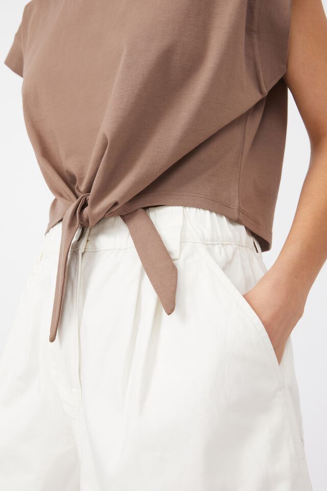 Tie Top In Organic Cotton, TAUPE