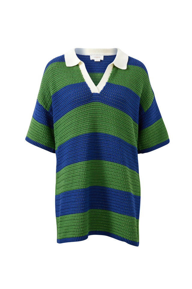 Mara Short Sleeve Knit Tunic, BASIL STRIPE