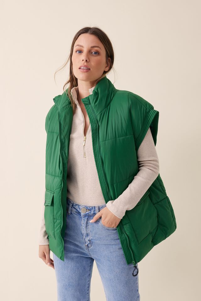 Recycled Puffer Vest, WINTER GREEN