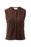 Lyla Button Through Rib Tank, CHOCOLATE - alternate image 2