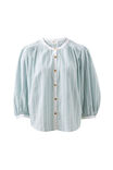 Woven Collarless Top, GREEN LADDER STRIPE - alternate image 2
