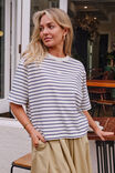 Phoebe Premium Tee, MILK/PRUSSIAN BLUE STRIPE - example image 1