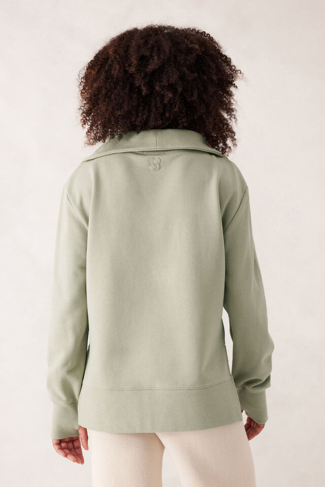 Isabella Half Zip Sweat, MATCHA