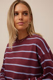 Beau Long Sleeve Slouchy Tee, WASHED BURGUNDY/SKY BLUE - alternate image 6