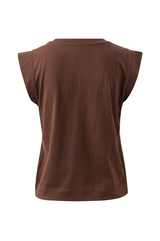 Esme Extended Shoulder Tee, CHOCOLATE