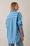 Oversized Poplin Shirt, CLASSIC BLUE TRIPLE STRIPE ORGANIC COTTON - alternate image 4