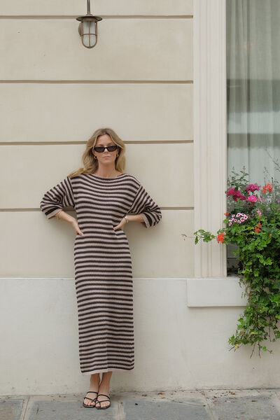 Summer Slouchy Knit Dress, STRING/PHANTOM STRIPE