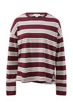 Slouchy Long Sleeve  Tee, RAISIN VANILLA STRIPE - alternate image 2