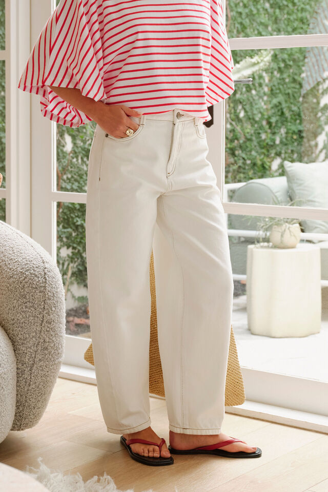 Leah Tapered Barrel Jean, FRESH ECRU