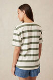 Slouchy Split Hem Tee, EGGSHELL/MOSS GREEN BOLD STRIPE - alternate image 5