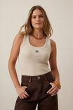 Zoe Contour Rib Scoop Tank, OATMEAL/BLACK MONOGRAM EMBROIDERY - alternate image 4