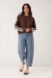 Sasha Sporty Slouchy Crew, CHOCOLATE SIDE STRIPE - alternate image 5