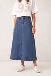 Patch Pocket Denim Midi Skirt, FRESH INDIGO - alternate image 5