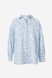 Oversized Gathered Shirt In Rescue Fabric, BLUE FLORAL - alternate image 2