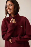 Lonny Oversized Half Zip Sweat, BURGUNDY - alternate image 3